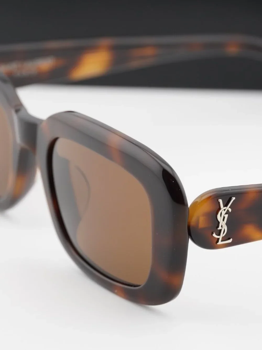 Saint Laurent SLM130/F 004 Rectangle Sunglasses - Havana/Brown - Picture 10 of 11